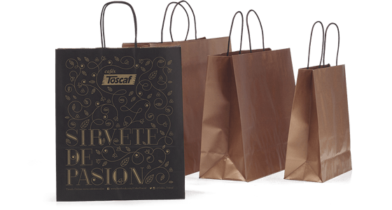 Tipos de asas de bolsas de papel: ¿Cuál elegir para tu negocio? bolsas de papel con asa retorcida o rizada